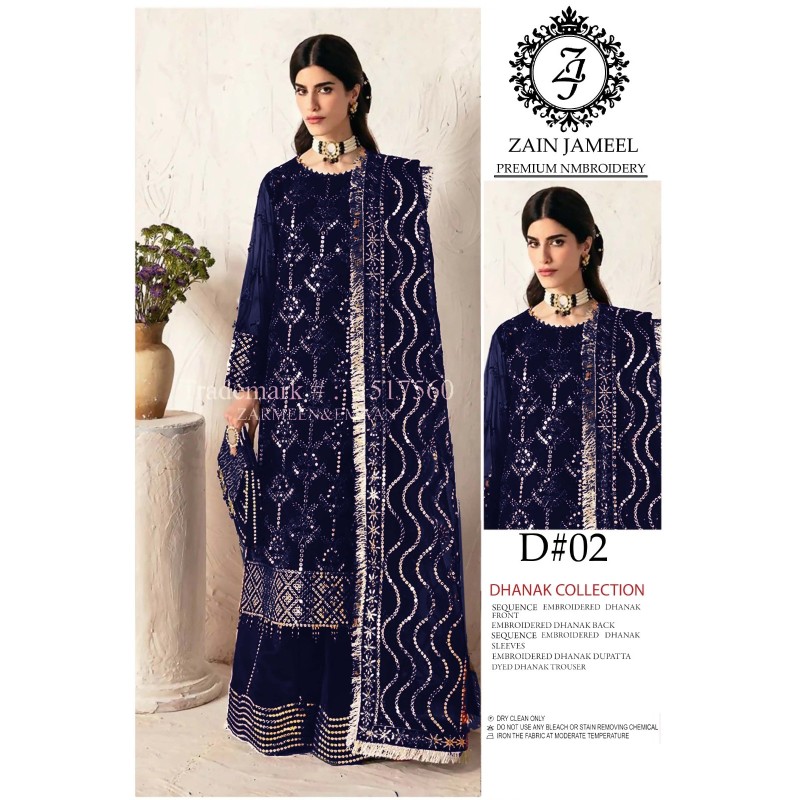 DHANAK 3 PCS (UNSTITCHED)